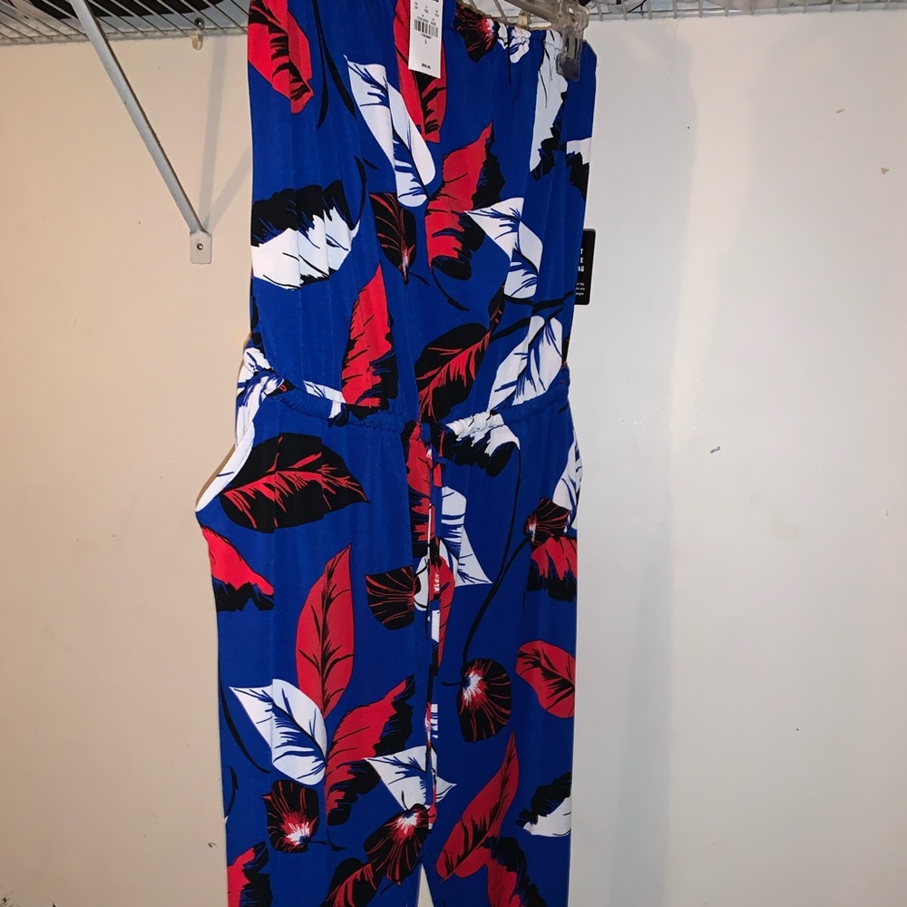 Strapless floral jumpsuit